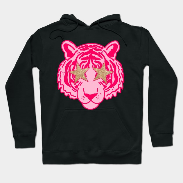 preppy pink tiger Hoodie by gdm123